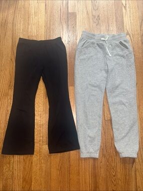 Kids Black Flare Leggings & Gray Drawstring Joggers - 2-Pack Essentials